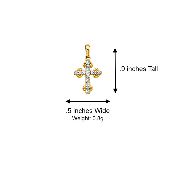 14k Gold Cross Necklace - Fancy Gemstone Gold Cross - Solid Chain - LE2614
