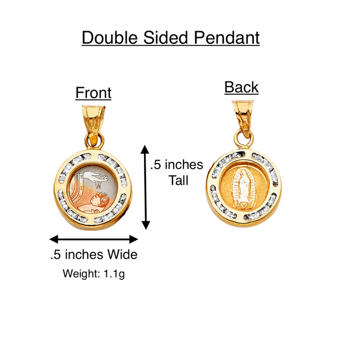 14k Gold Virgin Mary Necklace - Gemstone Virgin Mary Baptism Gold Pendant - Solid Chain - LE0765