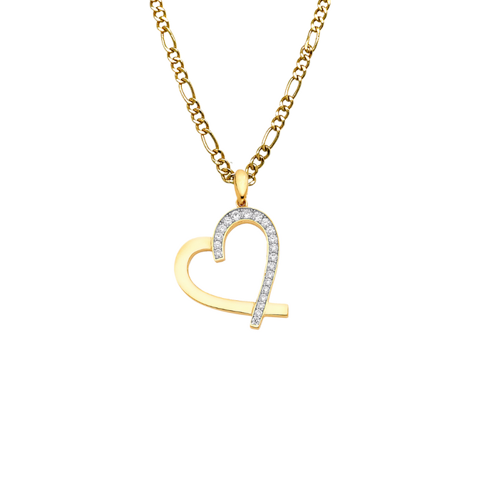 14k Gold Heart Necklace - Gemstone Gold Heart Pendant - Solid Chain - LE1770
