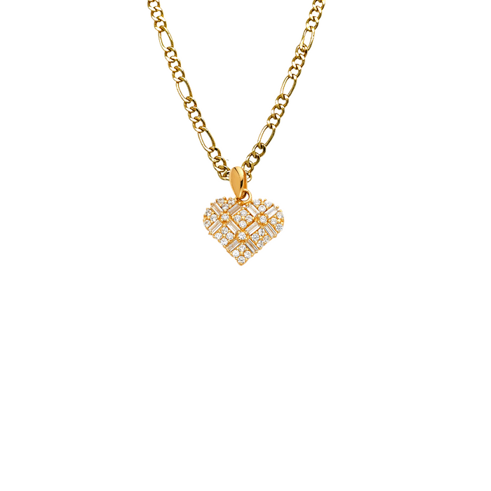 14k Gold Heart Necklace - Gemstone Gold Heart Pendant - Solid Chain - LE0590