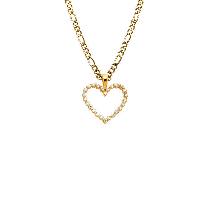14k Gold Heart Necklace - Gemstone Gold Heart Pendant - Solid Chain - LE0580