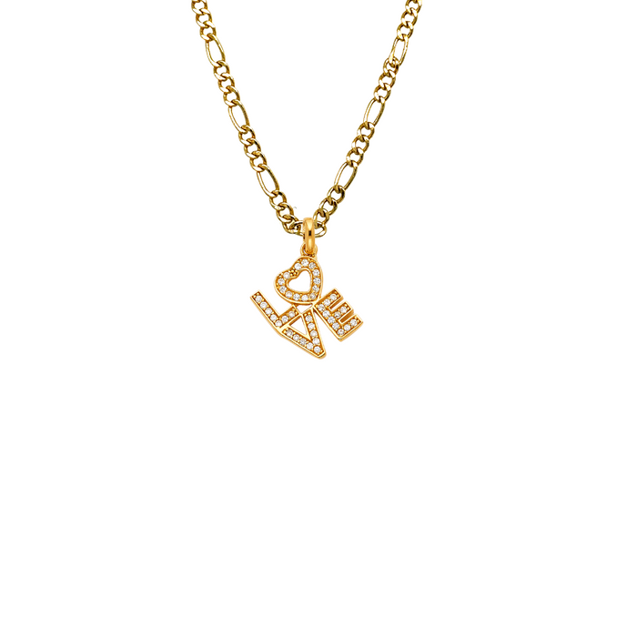 14k Gold Heart Necklace - Love Gemstone Gold Heart Pendant - Solid Chain - LE1732