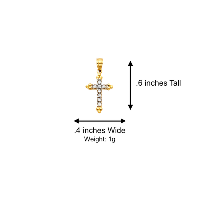 14k Gold Cross Necklace - Gemstone Gold Cross - Solid Chain - LE1063