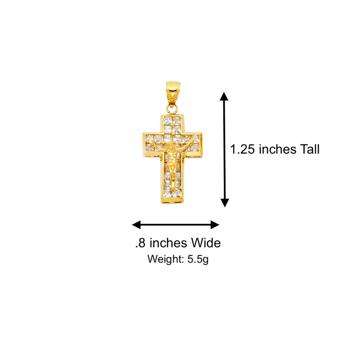 14k Gold Cross Necklace - Gemstone Gold Cross - Solid Chain - LE1052