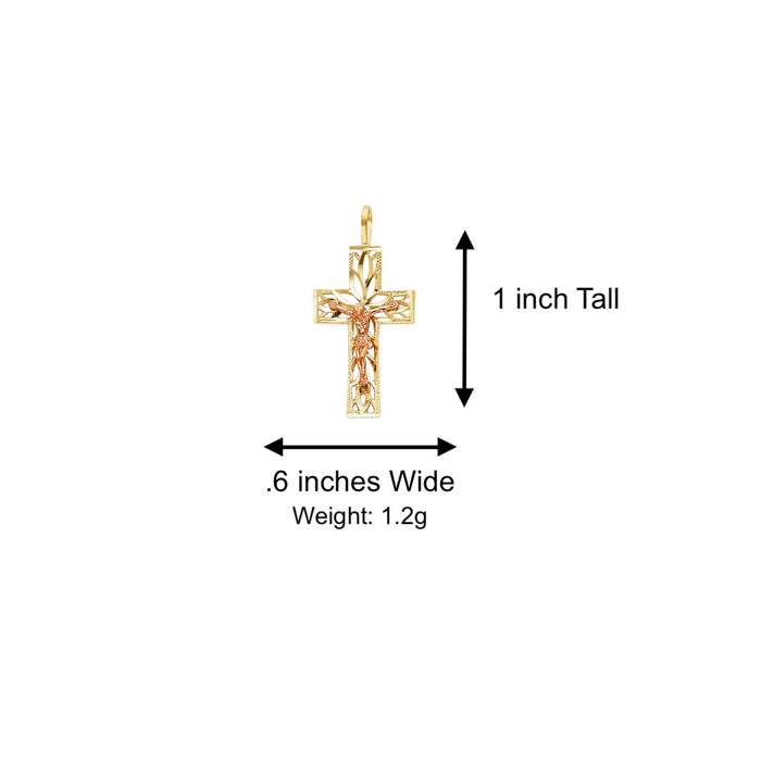 14k Gold Cross Necklace - Rose Gold Crucifix - Solid Chain - LE0980