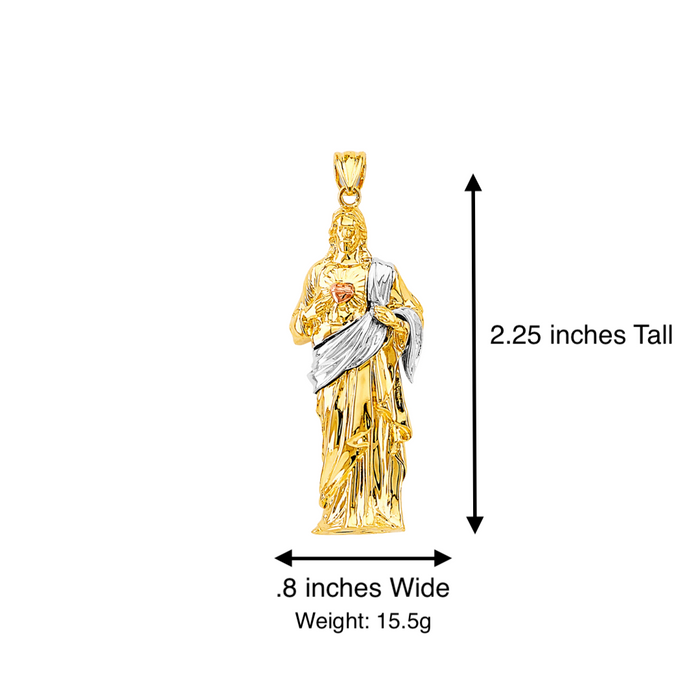 14k Gold Jesus Necklace - 3D Full Body Jesus Gold Pendant - Solid Chain - LE3171