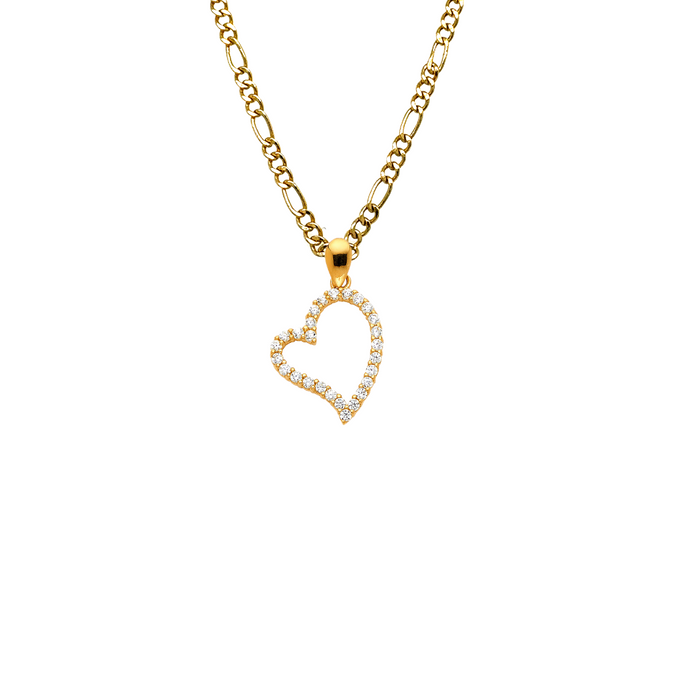 14k Gold Heart Necklace - Gemstone Gold Heart Pendant - Solid Chain - LE0583