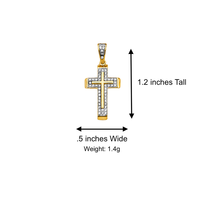 14k Gold Cross Necklace - Gemstone Gold Cross - Solid Chain - LE2605