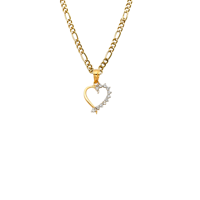 14k Gold Heart Necklace -  Gemstone Gold Heart Pendant - Solid Chain - LE1779