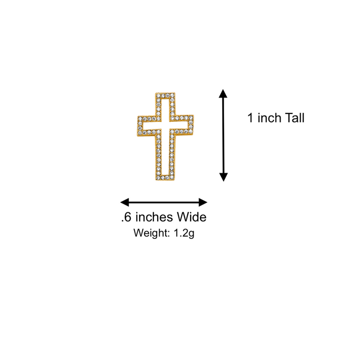 14k Gold Cross Necklace - Gemstone Outline Gold Cross - Solid Chain - LE2606