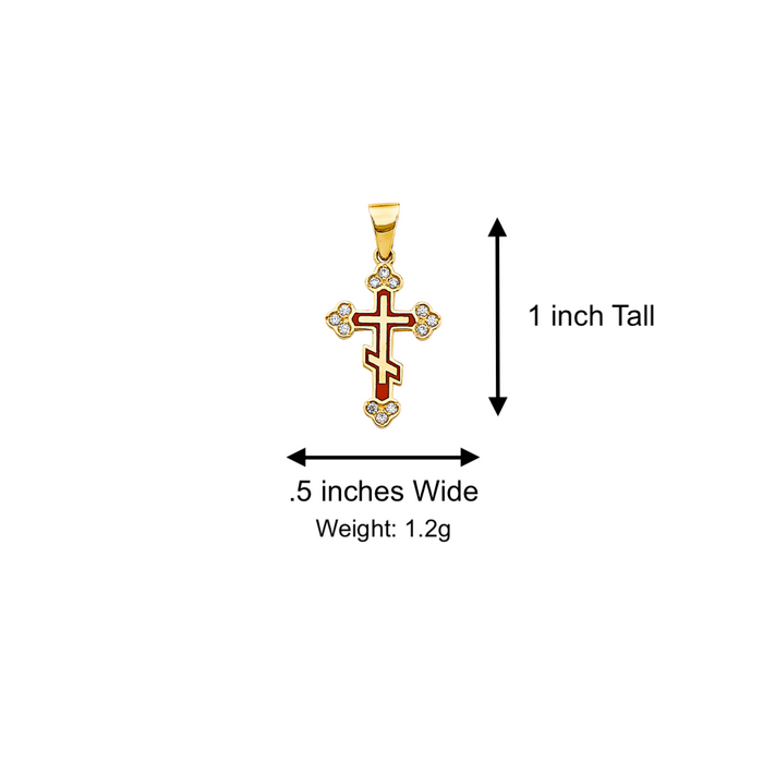 14k Gold Cross Necklace - Enamel Gemstone Gold Cross - Solid Chain - LE2612