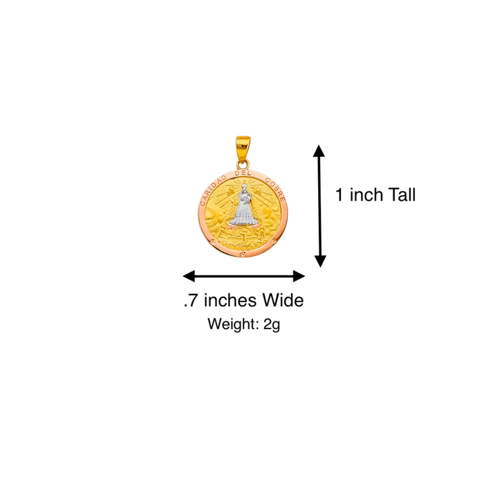 14k Gold Virgin Mary Necklace - Two Tone Caridad Del Cobre Gold Pendant - Solid Chain - LE2774