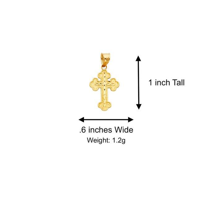 14k Gold Cross Necklace - Diamond Cut Gold Cross - Solid Chain - LE0130