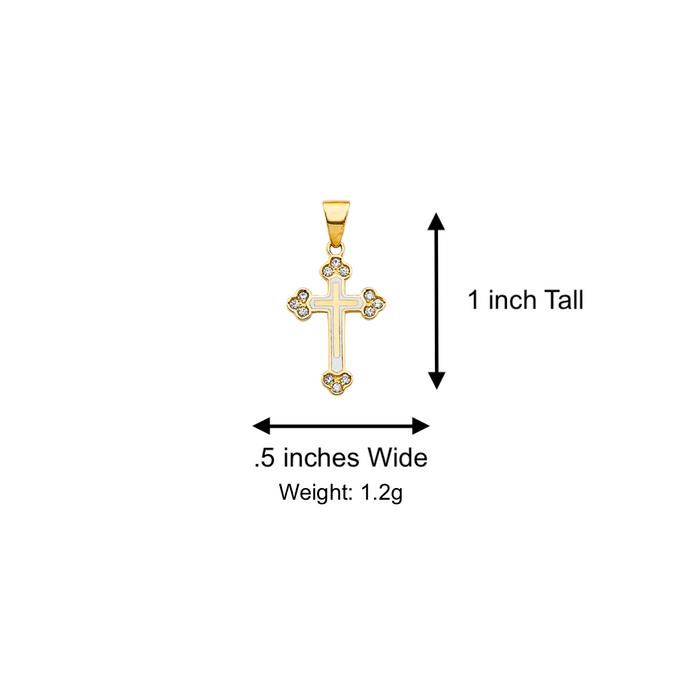 14k Gold Cross Necklace - Gemstone Gold Cross - Solid Chain - LE2611