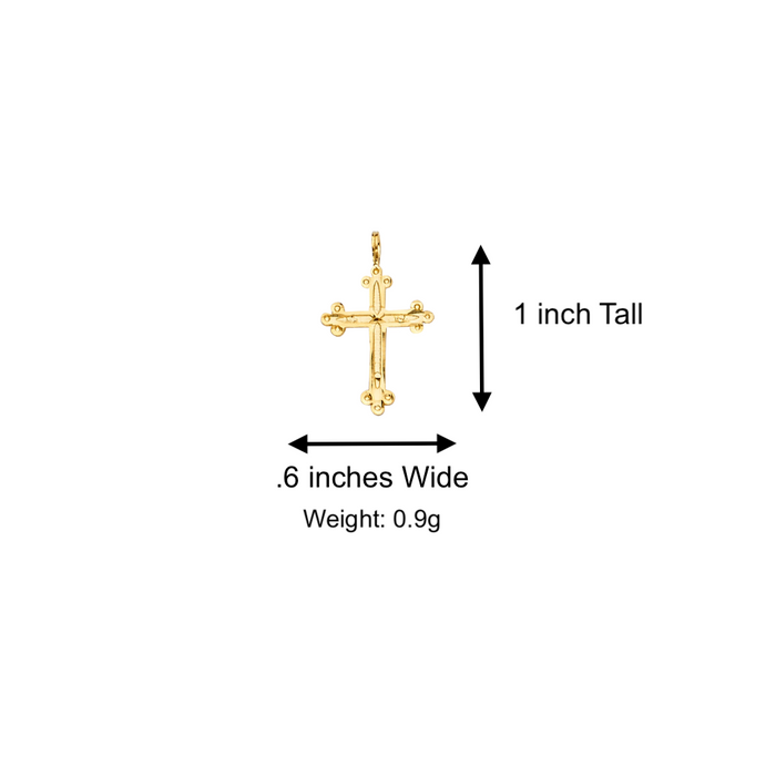 14k Gold Cross Necklace - Fancy Gold Cross - Solid Chain - LE2223