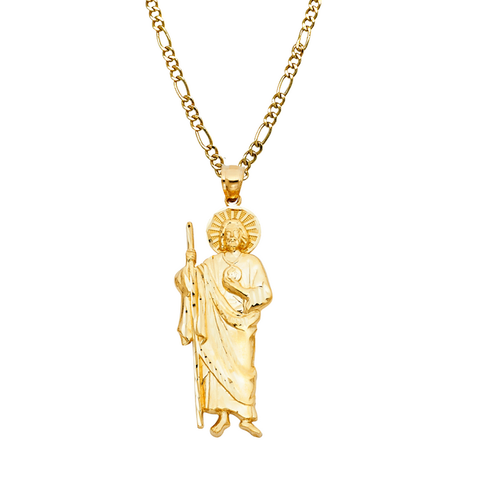 14k Gold San Judas Chain - Full Body All Yellow Gold San Judas Pendant - Solid Chain - LE1135