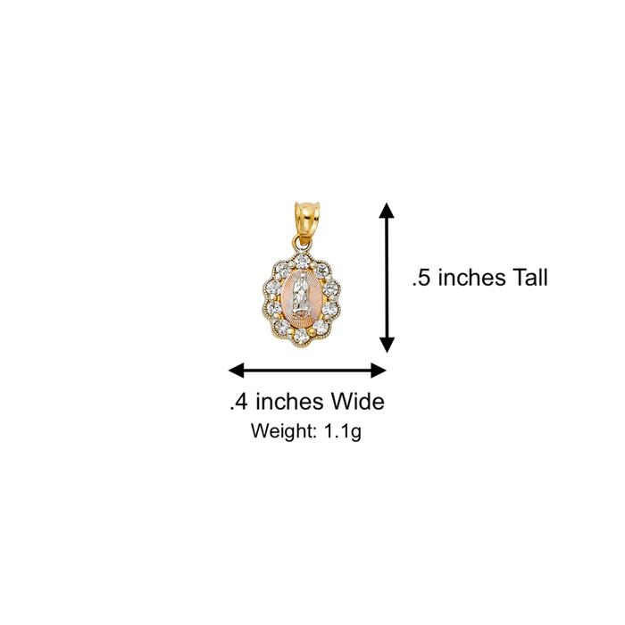 14k Gold Virgin Mary Necklace - Gemstone Virgin Mary Gold Pendant - Solid Chain - LE0391
