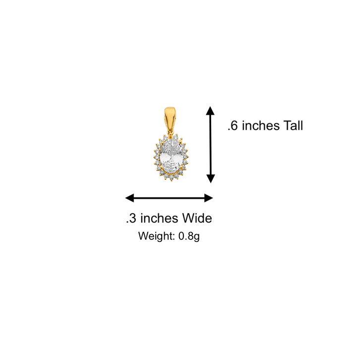14k Gold Birthstone Necklace - April Oval Gemstone Gold Pendant - Solid Chain - LE303704