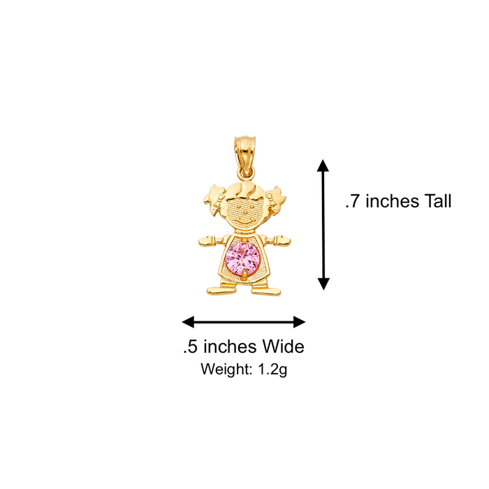 14k Gold Birthstone Necklace - October Girl Daughter Niña Gemstone Gold Pendant - Solid Chain - LE066010