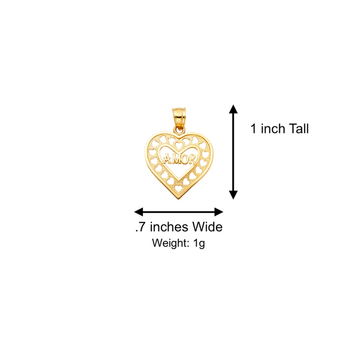 14k Gold Heart Necklace - Amor Gold Heart Pendant - Solid Chain - LE1862