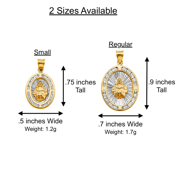14k Gold Santo Nino de Atocha Necklace - Oval Gemstone Gold Pendant - Solid Chain - LE2726