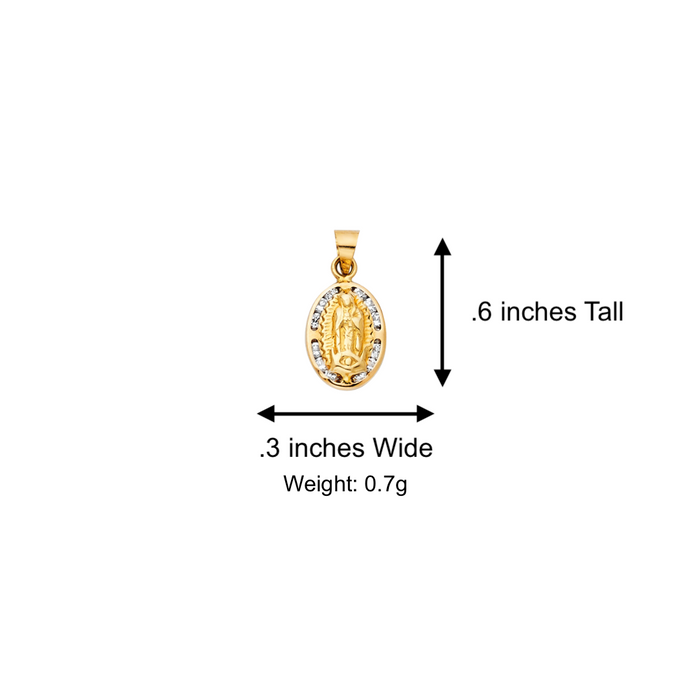 14k Gold Virgin Mary Necklace - Gemstone Dainty Virgin Mary Gold Pendant - Solid Chain - LE1324