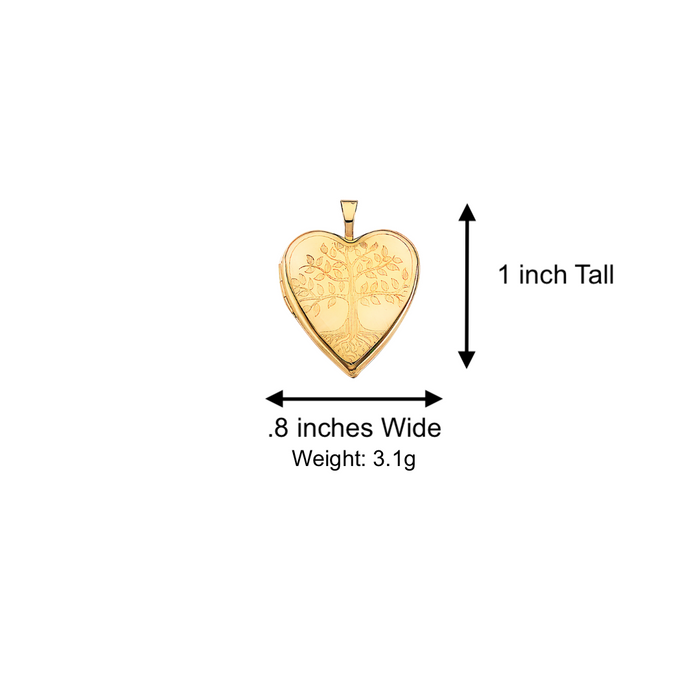 14k Gold Mom Necklace - Family Tree of Life Heart Picture Locket Gold Pendant - Solid Chain - LE2586