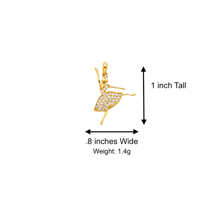 14k Quince Gold Necklace - Dancing Gemstone 15 Gold Pendant - Solid Chain - LE0597