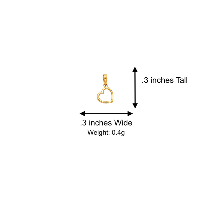 14k Gold Heart Necklace - High Polish Dainty Heart Gold Pendant - Solid Chain - LE1795