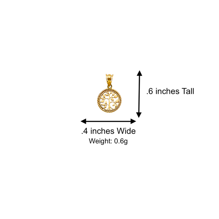 14k Gold Mom Necklace - Family Tree of Life Gold Pendant - Solid Chain - LE2705
