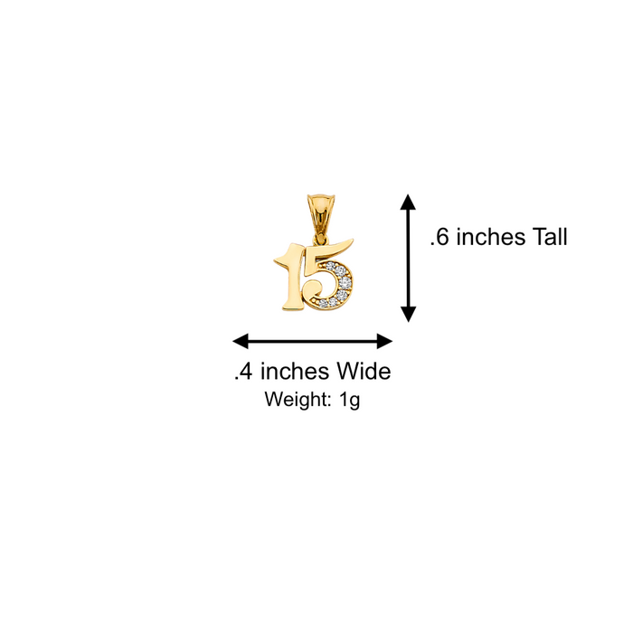 14k Quince Gold Necklace - Gemstone 15 Gold Pendant - Solid Chain - LE2974