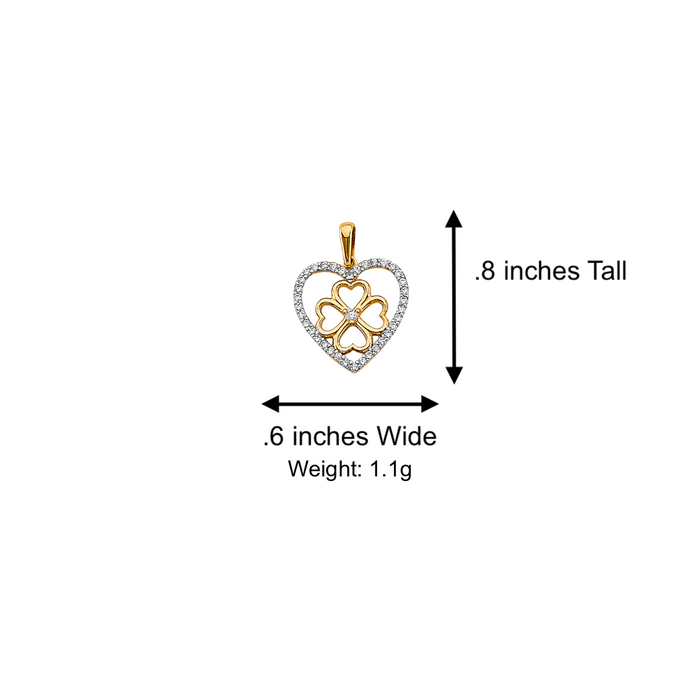 14k Gold Heart Necklace - Heart Flower Gemstone Gold Heart Pendant - Solid Chain - LE2917