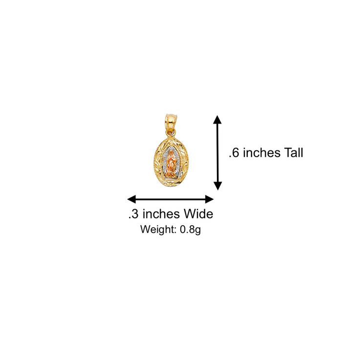 14k Gold Virgin Mary Necklace - Tri Tone Dainty Virgin Mary Gold Pendant - Solid Chain - LE1129