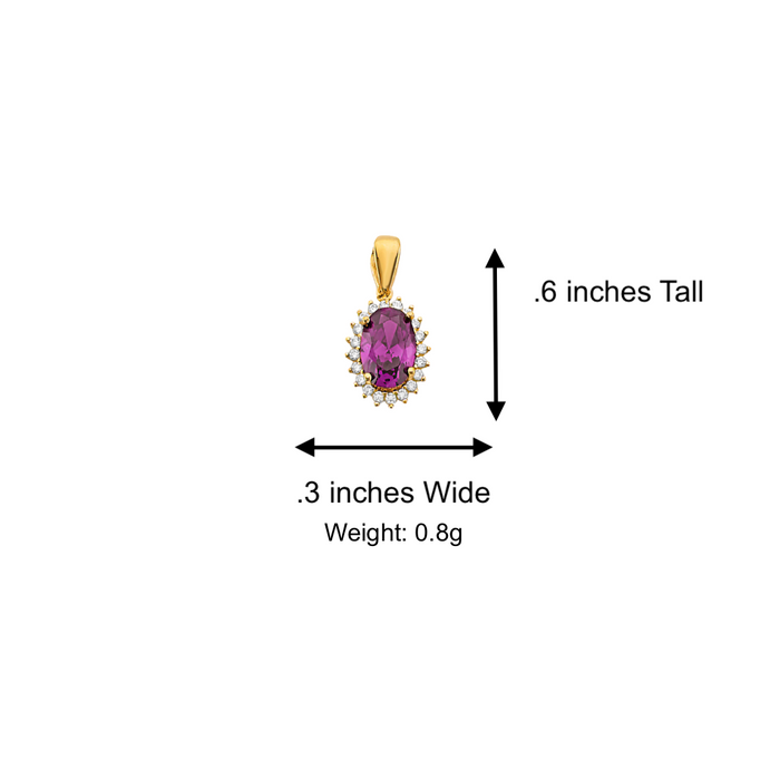 14k Gold Birthstone Necklace - June Oval Gemstone Gold Pendant - Solid Chain - LE303706