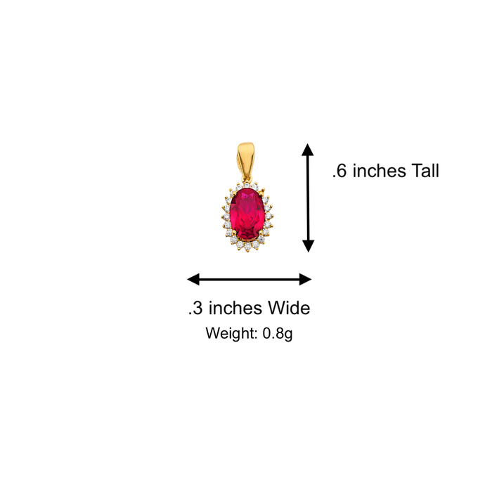 14k Gold Birthstone Necklace - July Oval Gemstone Gold Pendant - Solid Chain - LE303707
