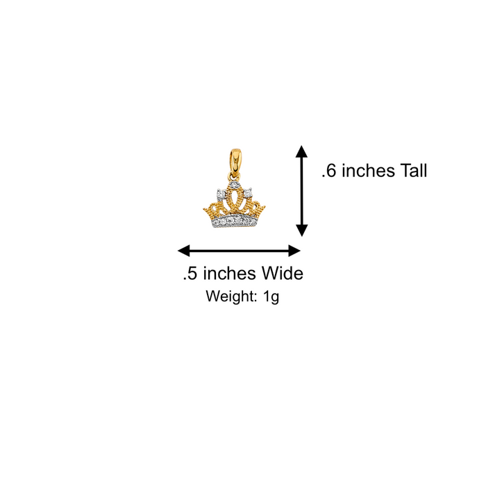 14k Quince Gold Necklace - Gemstone Crown 15 Gold Pendant - Solid Chain - LE2985