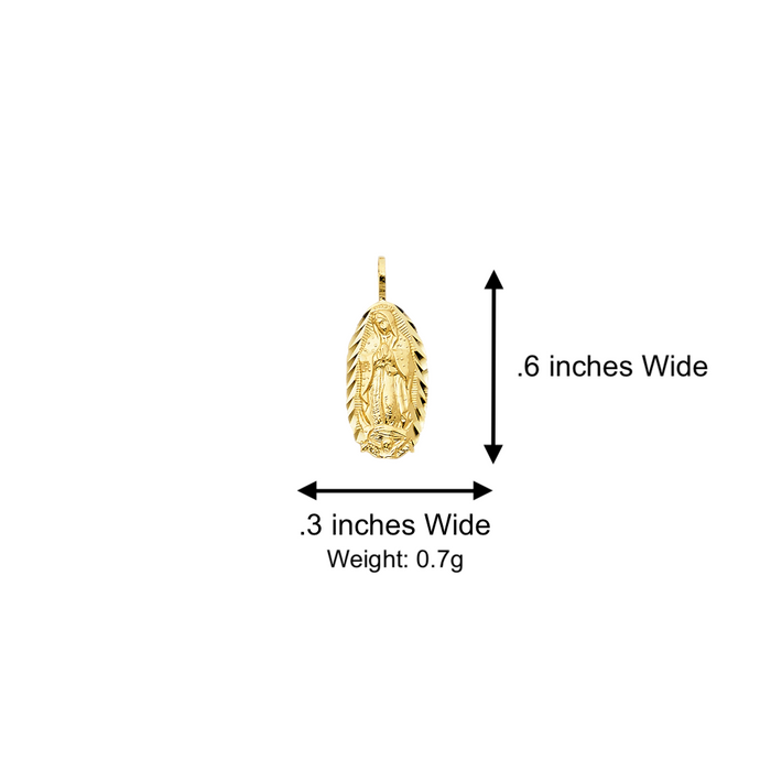 14k Gold Virgin Mary Necklace - Diamond Cut Dainty Virgin Mary Gold Pendant - Solid Chain - LE1079