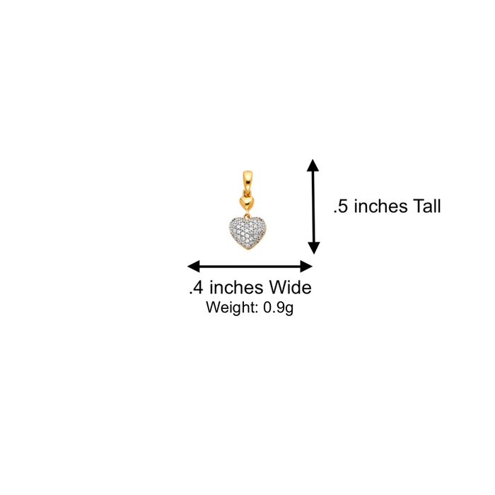 14k Gold Heart Necklace -  Double Gemstone Gold Heart Pendant - Solid Chain - LE1780