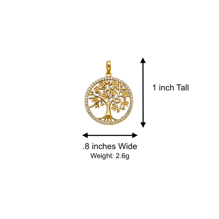 14k Gold Mom Necklace - Two Tone Round Gemstone Gold Pendant - Solid Chain - LE2704