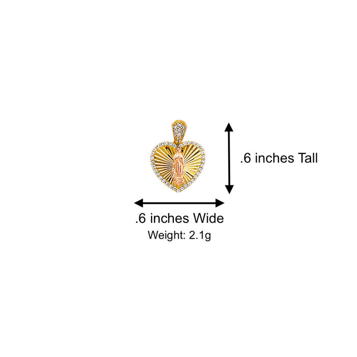 14k Gold Virgin Mary Necklace - Diamond Cut Heart Gemstone Virgin Mary Gold Pendant - Solid Chain - LE2951