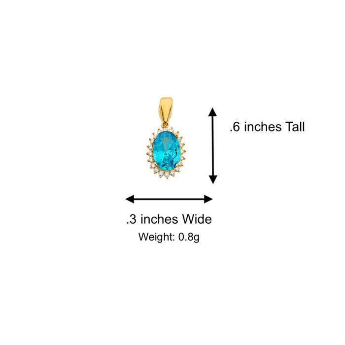 14k Gold Birthstone Necklace - December Oval Gemstone Gold Pendant - Solid Chain - LE303712