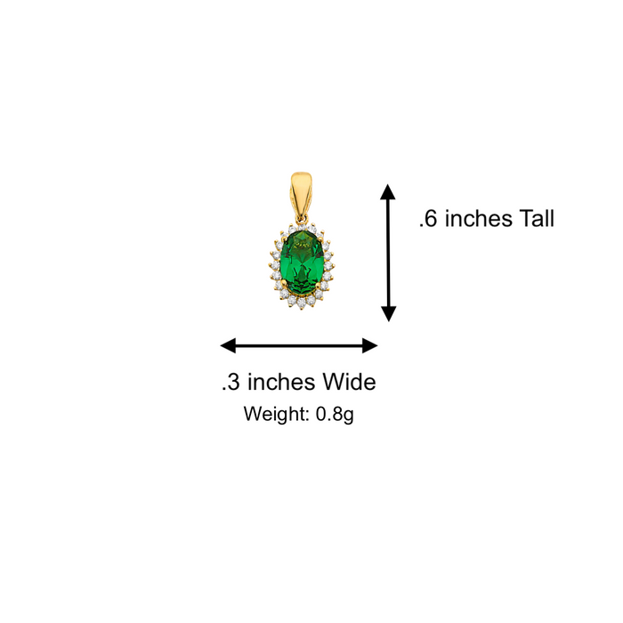 14k Gold Birthstone Necklace - May Oval Gemstone Gold Pendant - Solid Chain - LE303705