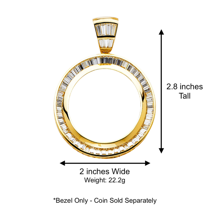 14k Gold Centenario De Oro Necklace - High Polish Baguette Gemstone Bezel - Solid Figaro Chain - LE2061