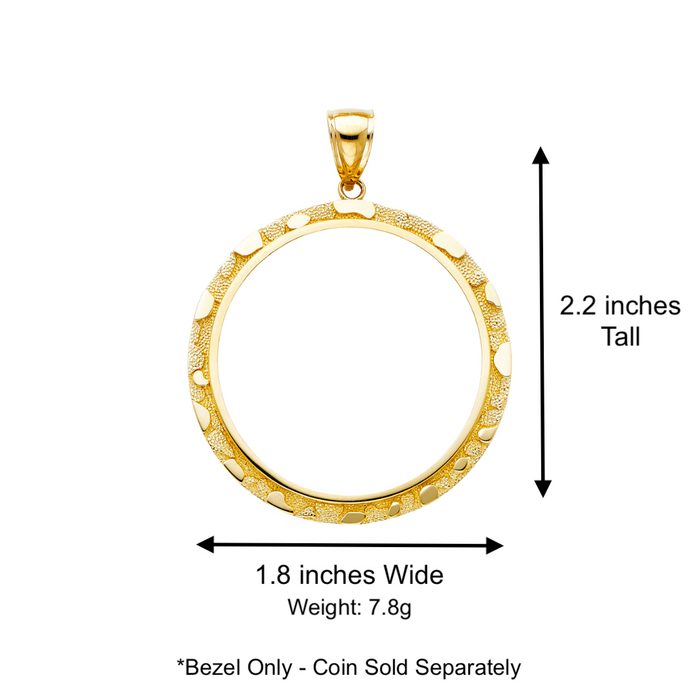 14k Gold Centenario De Oro Necklace - Nugget Design Bezel - Solid Figaro Chain - LE2067