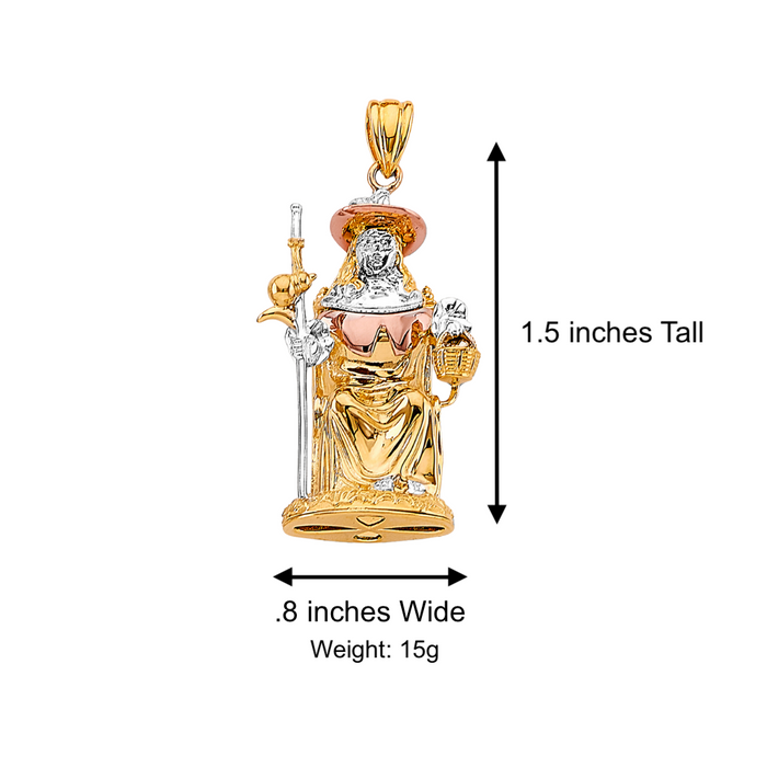 14k Gold Santo Nino de Atocha Necklace - 3D Full Body Gold Pendant - Solid Chain - LE3189