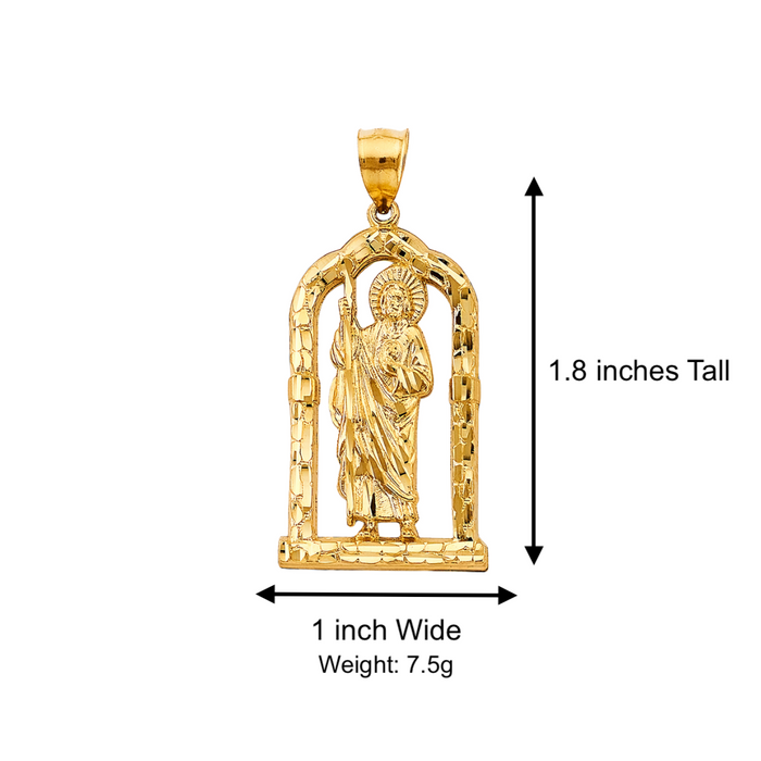 14k Gold San Judas Chain - Diamond Cut Altar San Judas Pendant - Solid Chain - LE2907