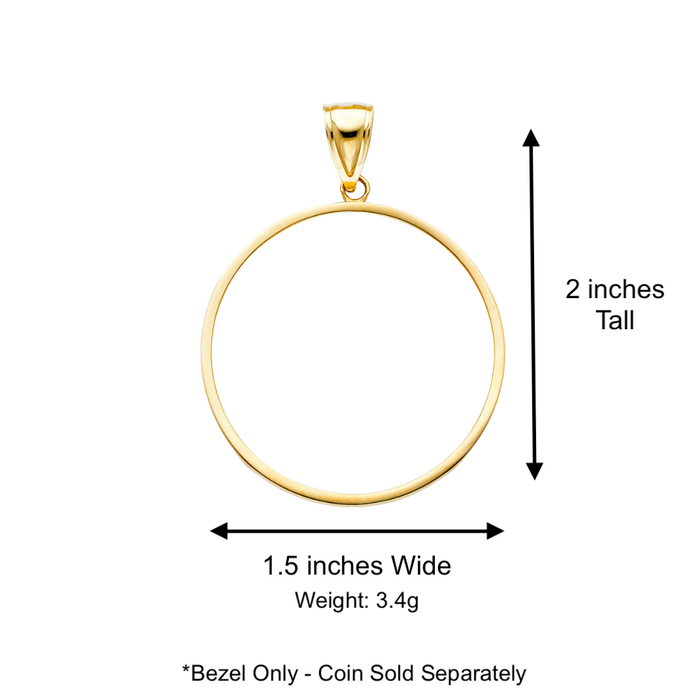 14k Gold Centenario De Oro Necklace - High Polish Bezel - Solid Figaro Chain - LE2066