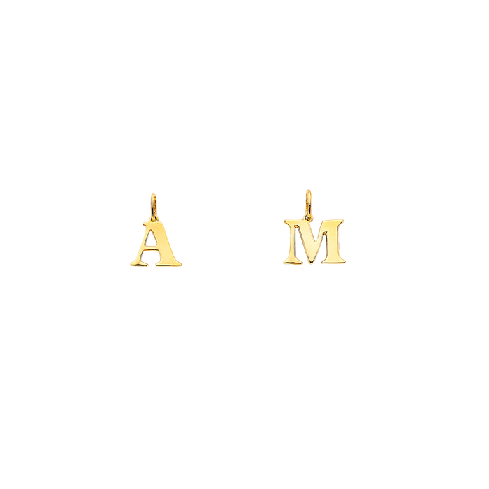14k Gold Initial Necklace - High Polish Block Letter Initial Gold Pendant - LE3247P