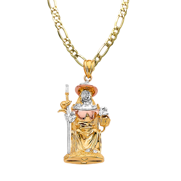 14k Gold Santo Nino de Atocha Necklace - 3D Full Body Gold Pendant - Solid Chain - LE3189