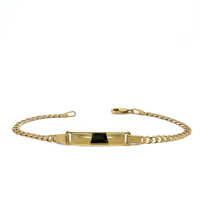 Gold Baby ID Bracelet 14k – Custom Name Plate - Raised Lettering - Solid Cuban Link Chain